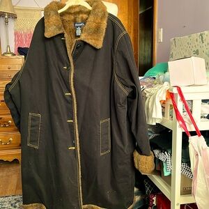 Denim & Co black furry lined coat-3x